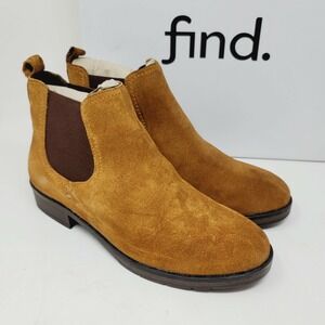 Find Women's Boots Size 8 M Ankle Chelsea Emily Brown Suede Casual PE-5736